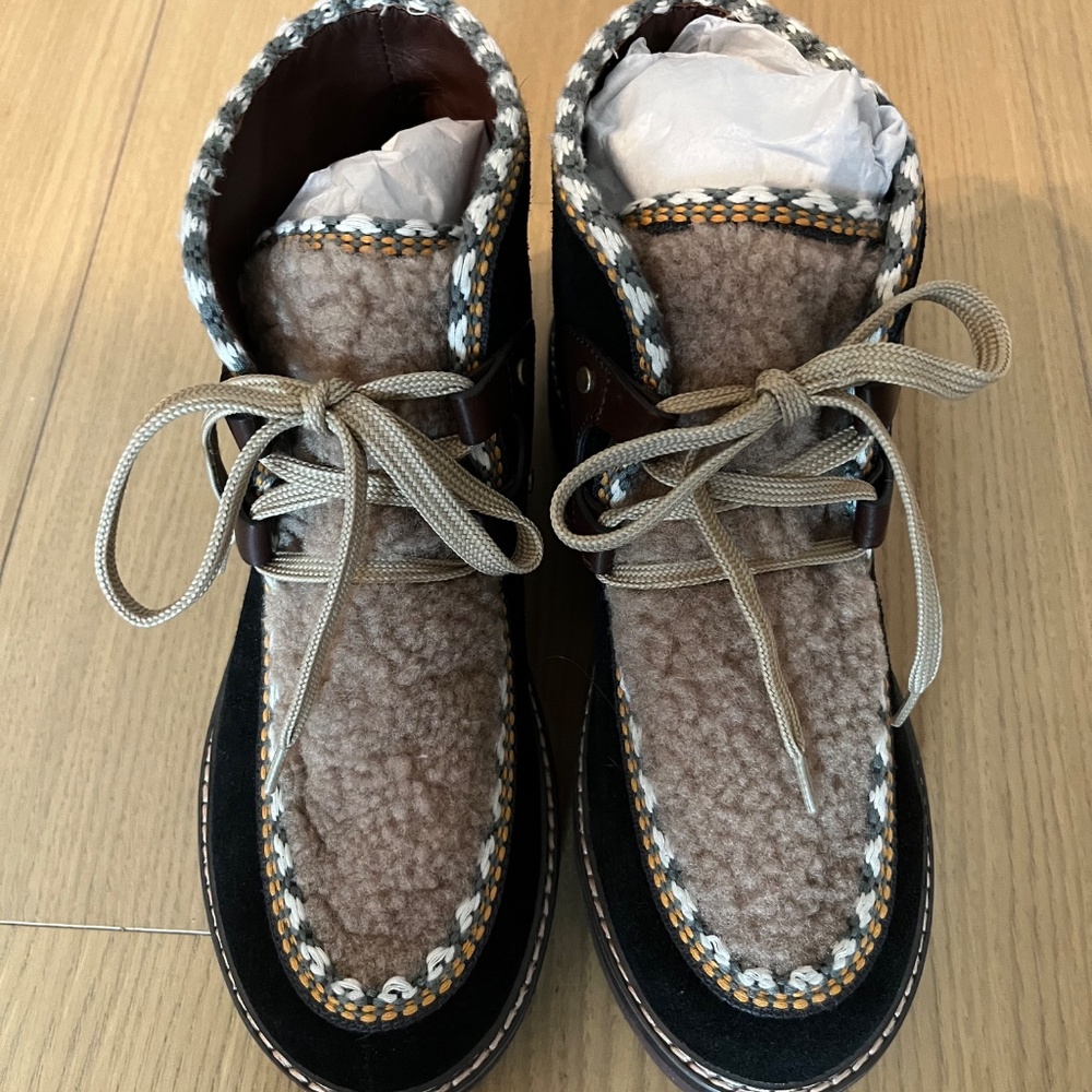 See by Chloé Suede Shearling Boots Size 38 Luxury Winter Shoes